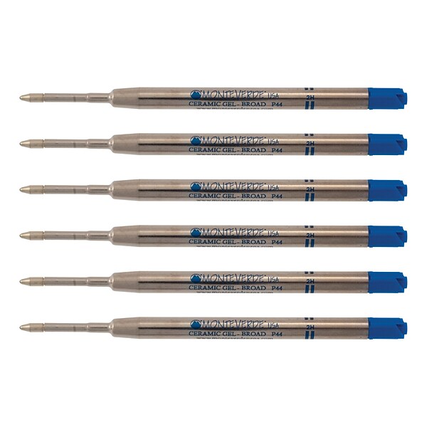 Monteverde Broad Gel Ballpoint Refill For Parker Gel Ballpoint Pens, Broad Point, Blue Ink, 6/Pack (P443BU)