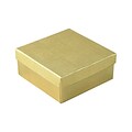 Shamrock 3 1/2 x 3 1/2 x 1 1/2 Linen Foil Jewelry Box; Gold, 100/Carton