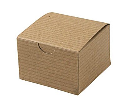 Shamrock 3 x 3 x 2 White Alligator Embossed Tuck-It 1 Piece Folding Gift Box; Brown/Beige, 100/CT