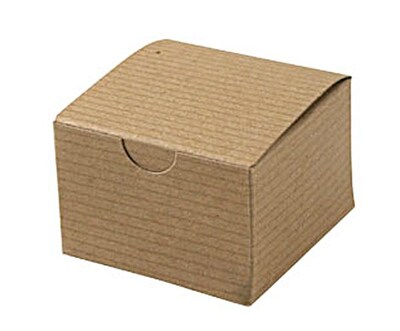 Shamrock 3" x 3" x 2" White Alligator Embossed Tuck-It 1 Piece Folding Gift Box; Brown/Beige, 100/CT
