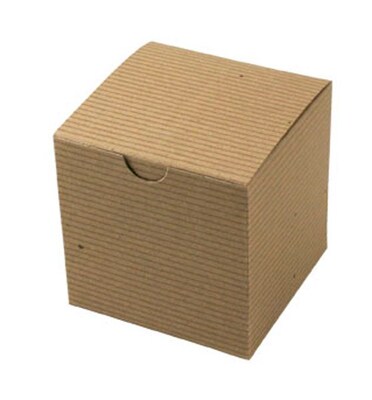 Shamrock 4" x 4" x 4" White Alligator Embossed Tuck-It 1 Piece Folding Gift Box; Brown/Beige, 100/CT