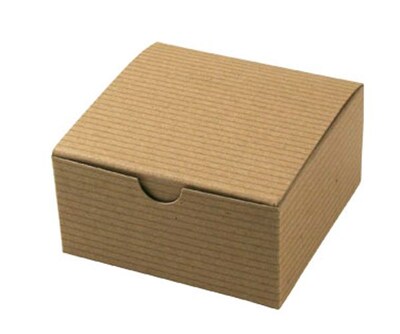 Shamrock 4" x 4" x 2" White Alligator Embossed Tuck-It 1 Piece Folding Gift Box; Brown/Beige, 100/CT