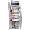 Alba Wall 5 Compartment Literature Display Acrylic, Silver