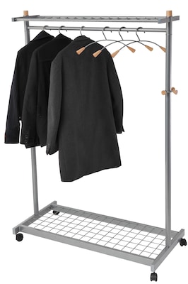 Alba Mobile Garment Rack, Chrome/Mahogany