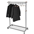 Alba Mobile Garment Rack, Chrome/Mahogany