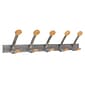 Alba Wall Coat Peg, 5 Hooks, Gray Metal and Wood (PMV5)