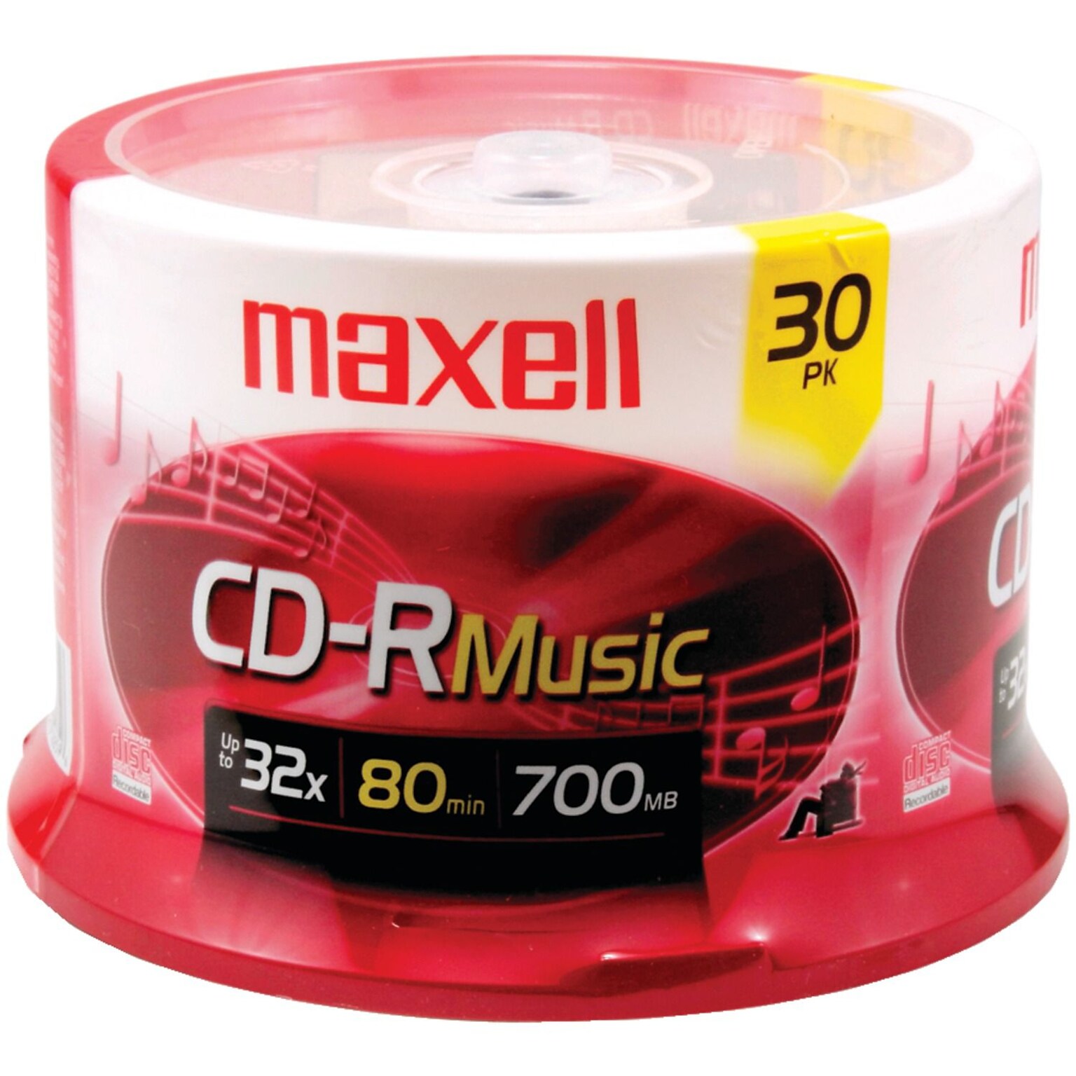 Maxell MXLCDR80MU30PK 700 MB Music CD-R Spindle, 30/Pack