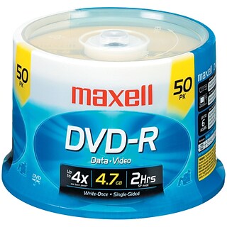 Maxell MXLDVDR50S 4.7 GB DVD-R Spindle, 50/Pack