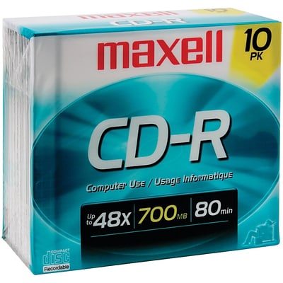 Maxell MXLCDR8010PK 700 MB CD-R Jewel Case, 10/Pack