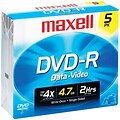 Maxell MXLDVDR5PK 4.7 GB DVD-R Slim Jewel Case, 5/Pack