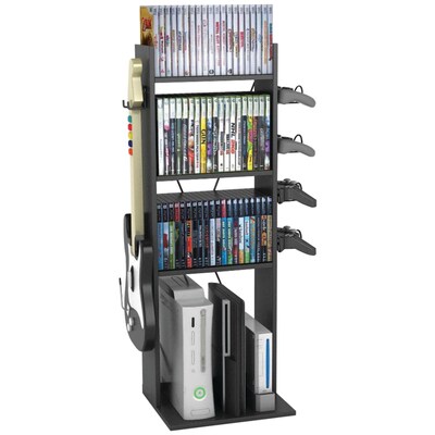 Atlantic Game Central 4 fixed shelves M Tower, Black