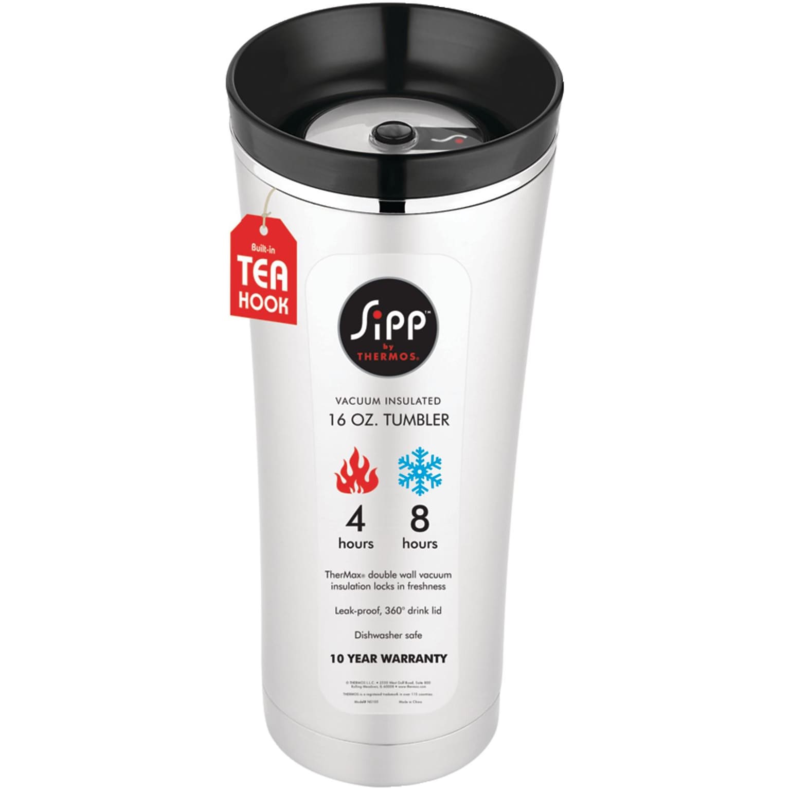 Thermos® Sipp 16 oz. Vacuum Insulated Stainless Steel Trim Travel Tumbler, Black