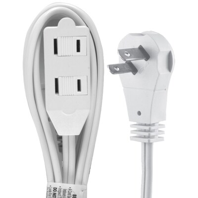 GE 6' 2-Outlet Wall Hugger Extension Cord, White