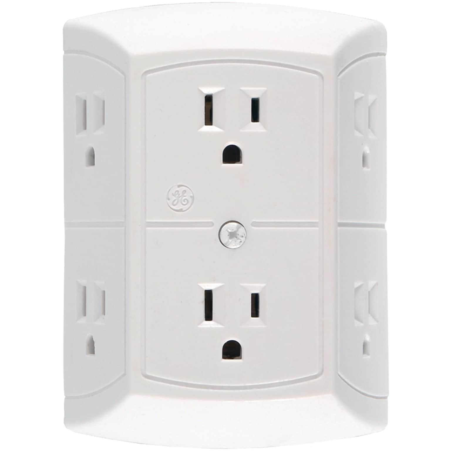 GE 15 Amp 6 Outlet In-wall Adapter, White