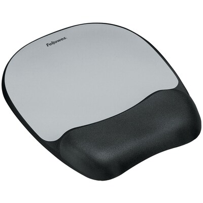 Fellowes® Memory Foam Mouse Pad/Wrist Rest; Silver Streak