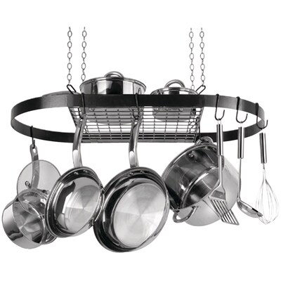 Range Kleen® Oval Hanging Pot Rack, Black Enamel