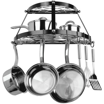 Range Kleen® CW6002R Two Shelf Wall Mount Pot Rack, Black