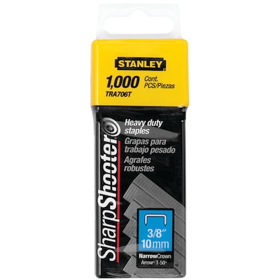 STANLEY Heavy Duty Staples, 3/8 Leg Length, 1000/Box (STYTRA706T)