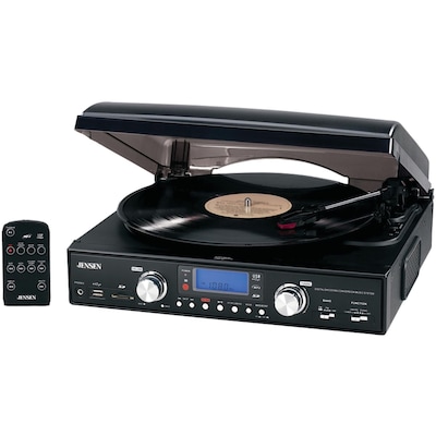 Jensen® JTA-460 3-Speed Stereo Turntable With MP3 Encoding System
