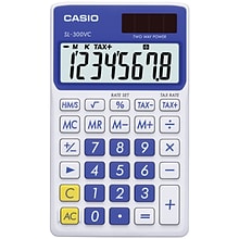 Casio® SL300VC 8-Digit Display Solar Wallet Calculator, Blue
