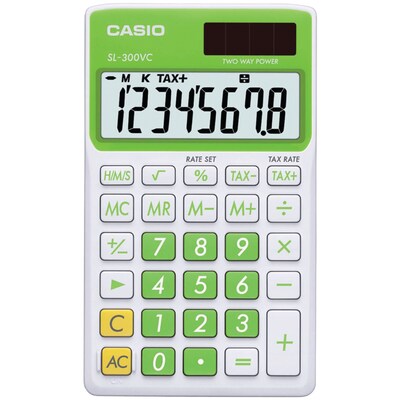 Casio® SL300VC 8-Digit Display Solar Wallet Calculator; Green