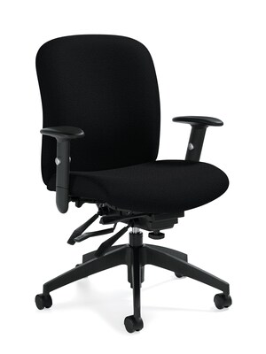 Global Truform Urban Fabric Heavy Duty Medium Back Multi-Tilter Chair, Black Coal