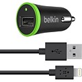 Belkin® 4 ft 10W 2.1 Amp Car Charger With Lightning to USB Cable; Black