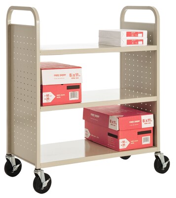 Sandusky® 46"H x 39"W x 19"D Steel Flat Book Truck, 3 Shelf, Putty
