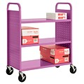 Sandusky® 46H x 39W x 19D Steel Flat Book Truck, 3 Shelf, Purple