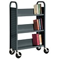 Sandusky® 46H x 28W x 14D Steel Single Sided Sloped Book Truck, 3 Shelf, Charcoal