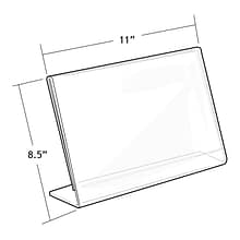 Azar Acrylic Horizontal Slanted L-Shape Sign Holder, 8.5 x 11, 10/Pack (112715)