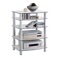 Walker Edison Everest Glass Multi-Level Component Stand, Clear