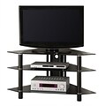 Walker Edison Bermuda 44 Glass Corner TV Stand, Black