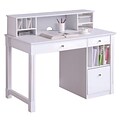 Walker Edison Deluxe 48 x 24 x 30 Wood Storage Desk With Hutch, White