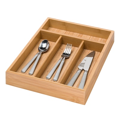 Honey Can Do® Bamboo 4Compartment Cutlery Tray, 14"(L)