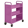 Sandusky® 46H x 39W x 19D Steel Flat Bottom and Sloped Book Truck, 5 Shelf, Purple