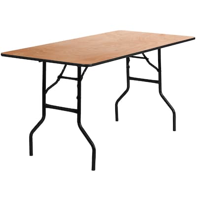 Flash Furniture 30'' x 60'' Rectangular Wood Folding Banquet Table, Black/Natural
