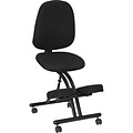 Flash Furniture Mobile Ergonomic Kneeling Posture Chair in Fabric With Back, Black
