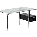 Flash Furniture Glass Computer Desk With Two Drawer Pedestal; Clear