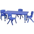 Flash Furniture 24W x 48L Rectangular Plastic Activity Table Set W/4 School Stack Chairs