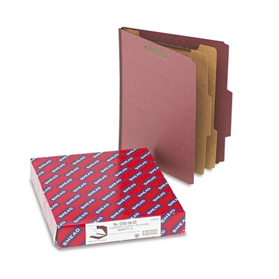 Smead SafeSHIELD® Recycled Heavy Duty Pressboard Classification Folder, 2-Dividers, 2 Expansion, Letter Size, Red (14075)