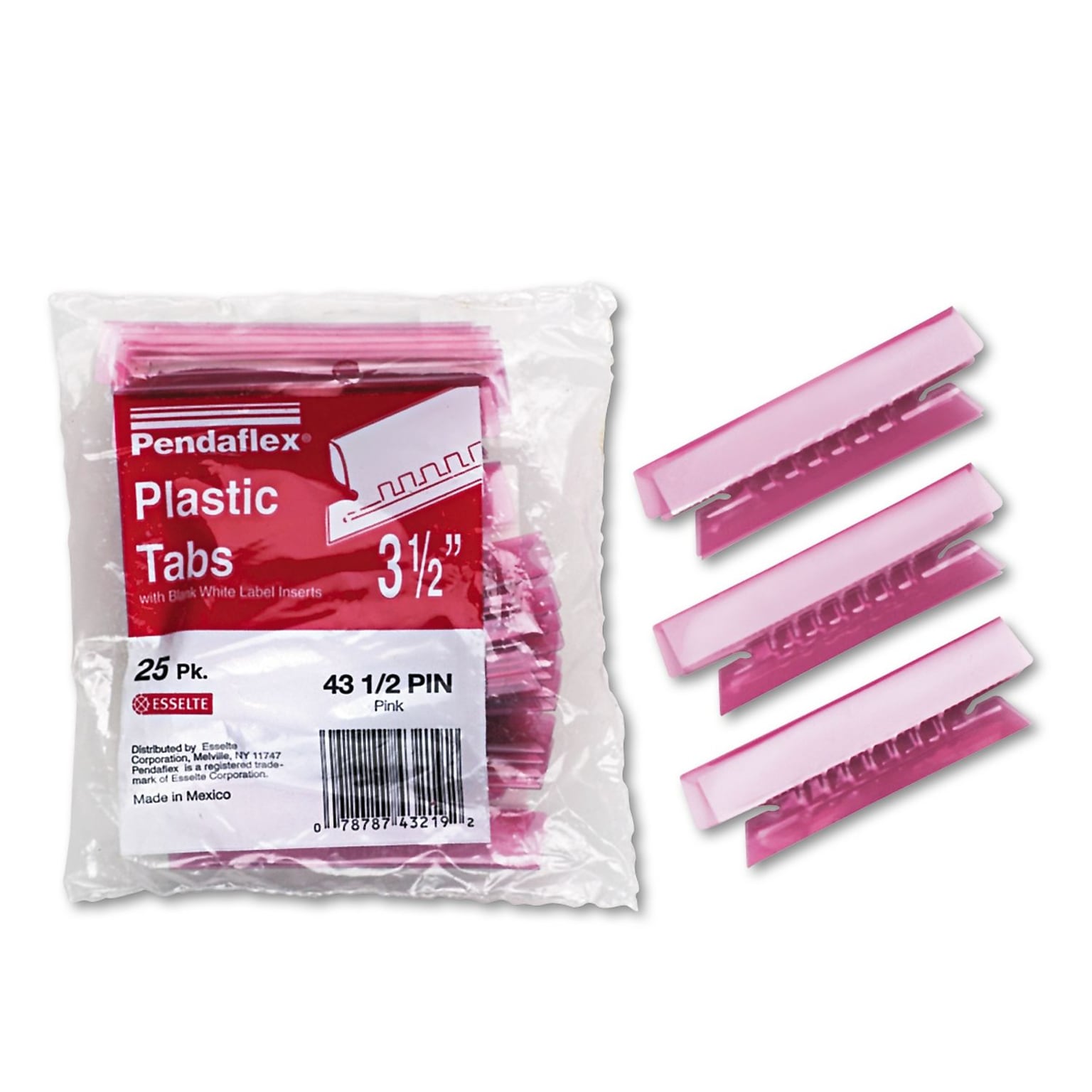 Pendaflex Hanging File Folder Tabs, 1/3 Tab, 3 1/2 Inch, Pink Tab/White Insert, 25/Pack (4312PIN)