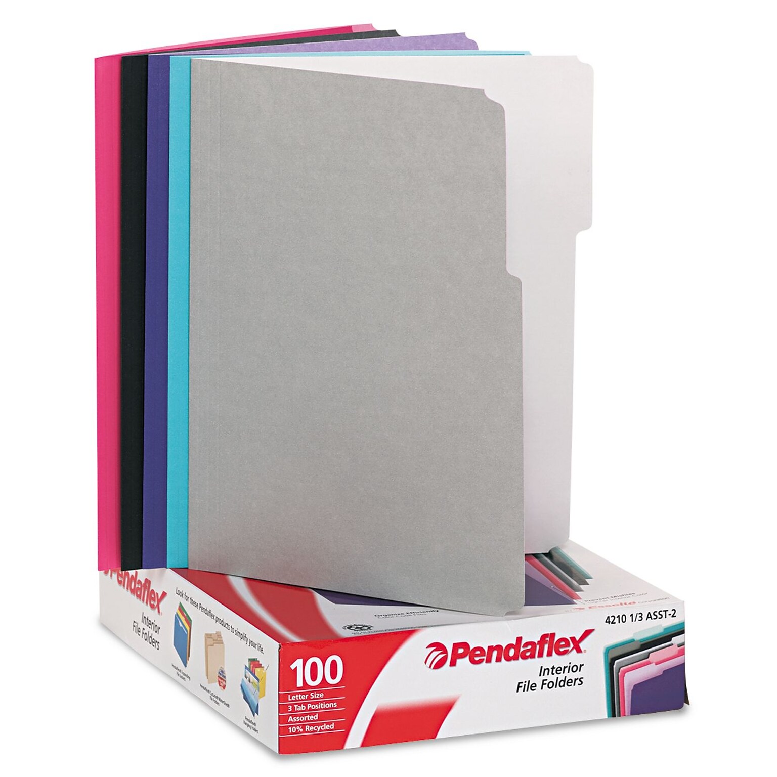 Pendaflex Interior File Folders, Letter, Assorted, 100/Box  (421013ASST2)