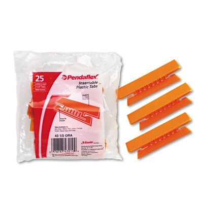 Pendaflex Hanging File Folder Tabs, 1/3 Tab, 3 1/2 Inch, Orange Tab/White Insert, 25/Pack (43 1/2 OR