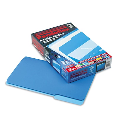 Pendaflex Interior File Folders, 1/3 Cut Top Tab, Legal, Blue, 100/Box