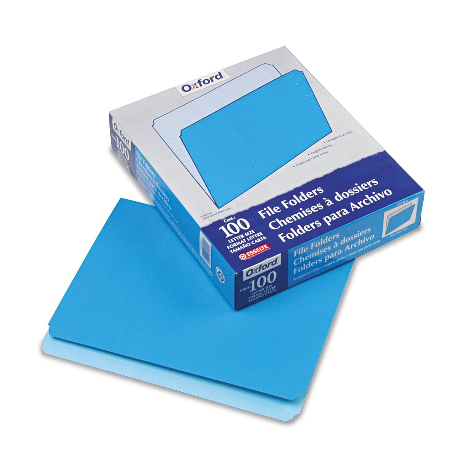 Pendaflex Recycled File Folder, Straight Cut, Letter Size, Blue, 100/Box (152 BLU)