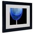 Trademark Fine Art Kathie McCurdy Blue Wine Glass Matted Art Black Frame 16x20 Inches