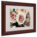 Kathy Yates Pale Pink Roses Matted Framed Art - 16x20 Inches - Wood Frame