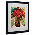 Trademark Fine Art Vincent van Gogh Daisies and Poppies Matted Art Black Frame 16x20 Inches