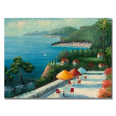Trademark Fine Art Rio Cafe on Lake Como Canvas Art 18x24 Inches